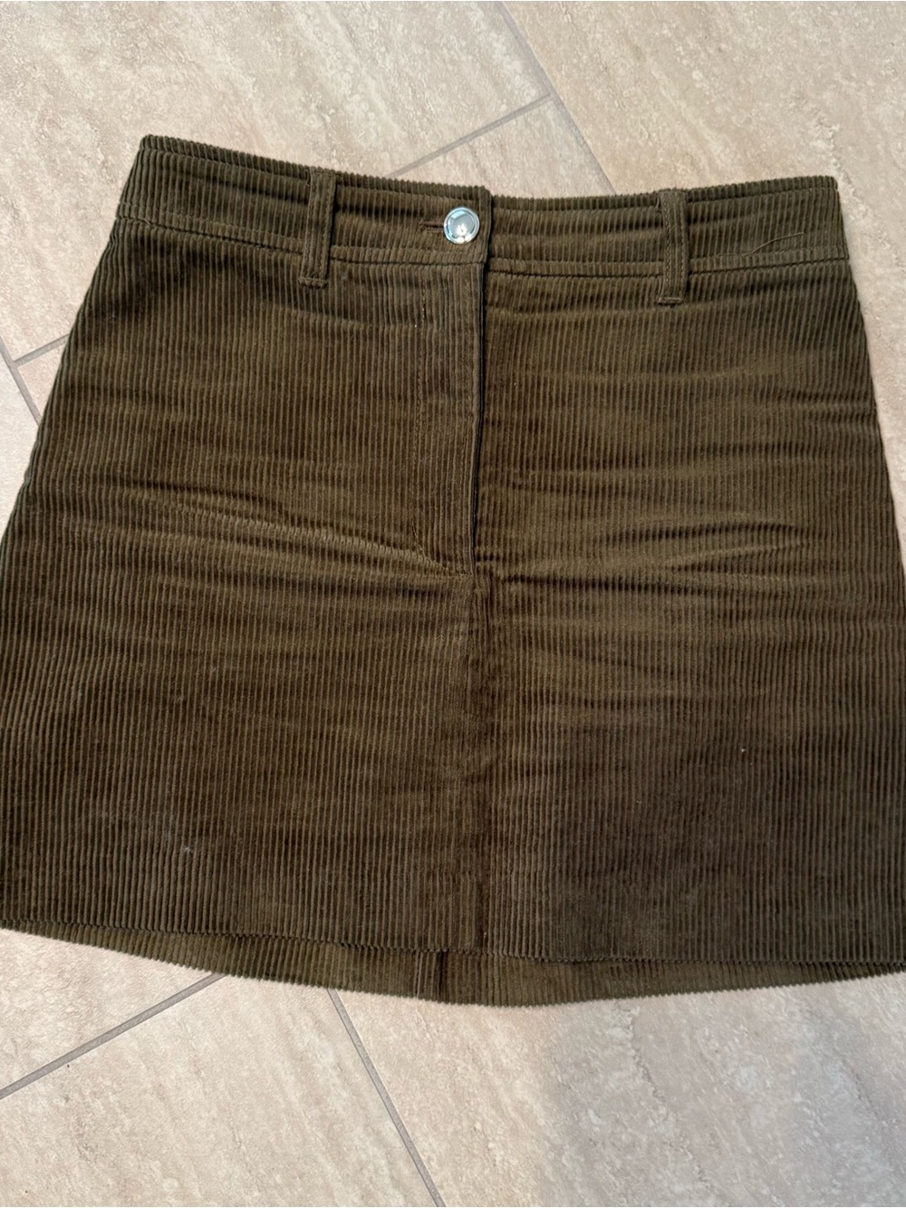 H&M green courdoroy skirt